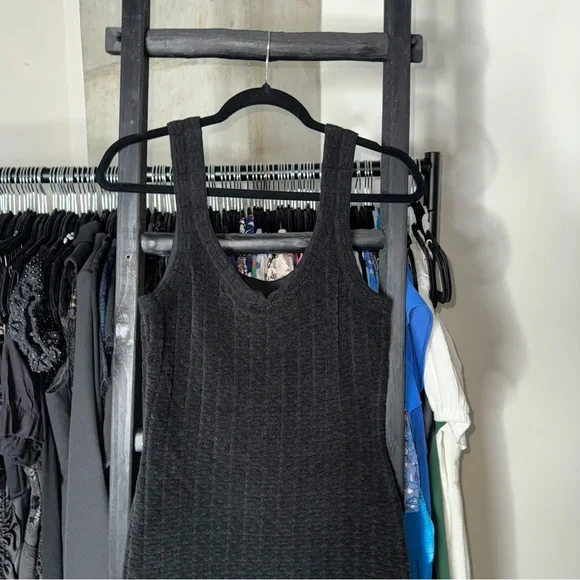 Alexander Wang Black Chenille Raised A Logo Tank Jacquard Mini Dress